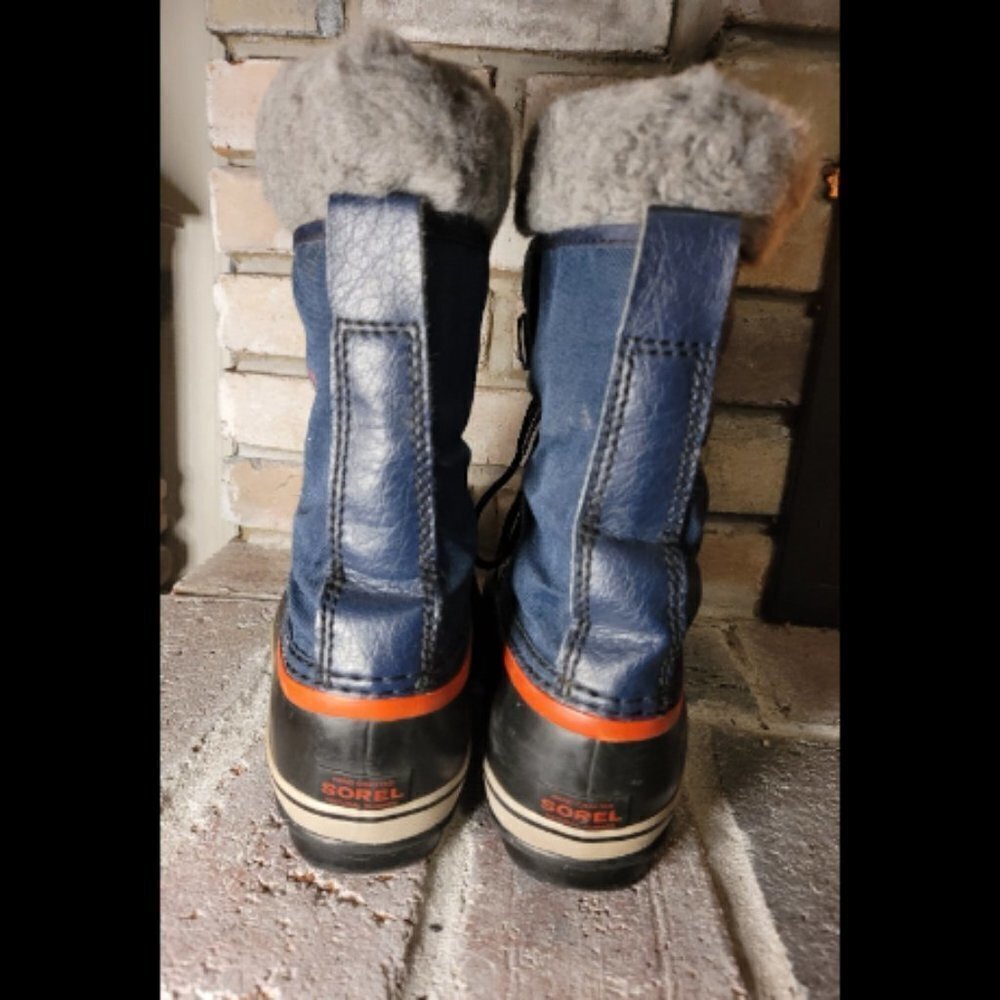 Sorel Fuzzy Insulated Boots Blue and Red Size 7 - Picture 4 of 8